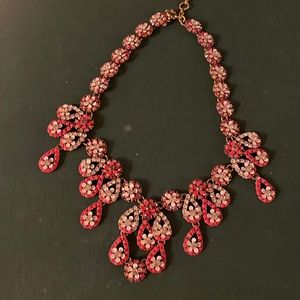 Jcrew coral and crystal bib necklace